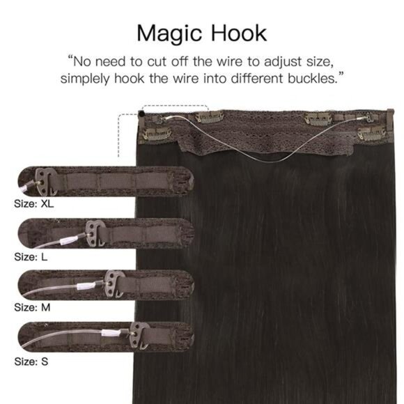 12 Inch Wire Hair Extensions – 70g Dark Brown Real Human Hair, Straight main image 6